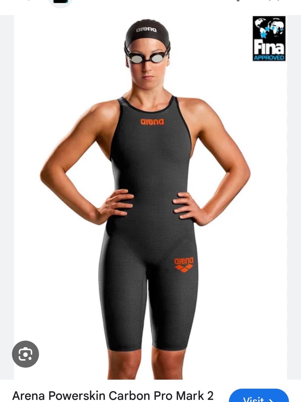 Arena Women's Black One-Piece Racing Swimsuit with Orange Logos